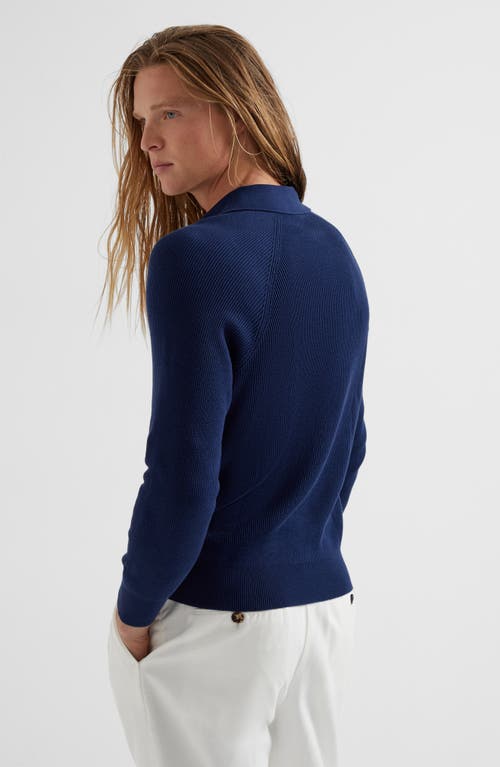 Brunello Cucinelli Polo-style Sweater In Prussian Blue
