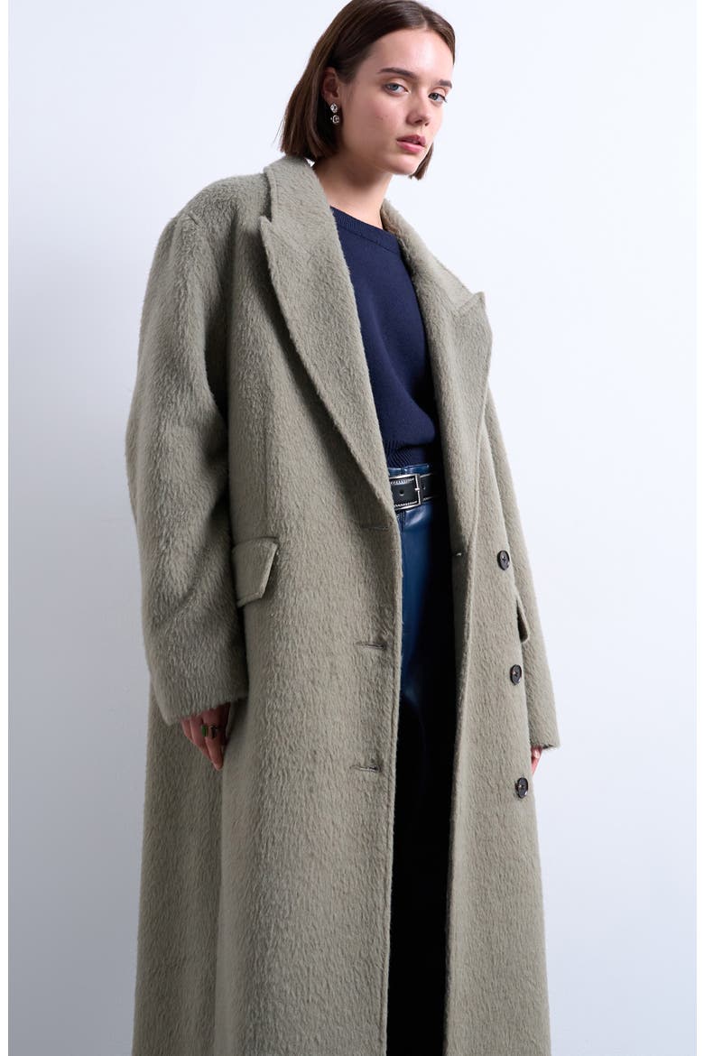 Longline Brushed Coat, Alternate, color, SAGE