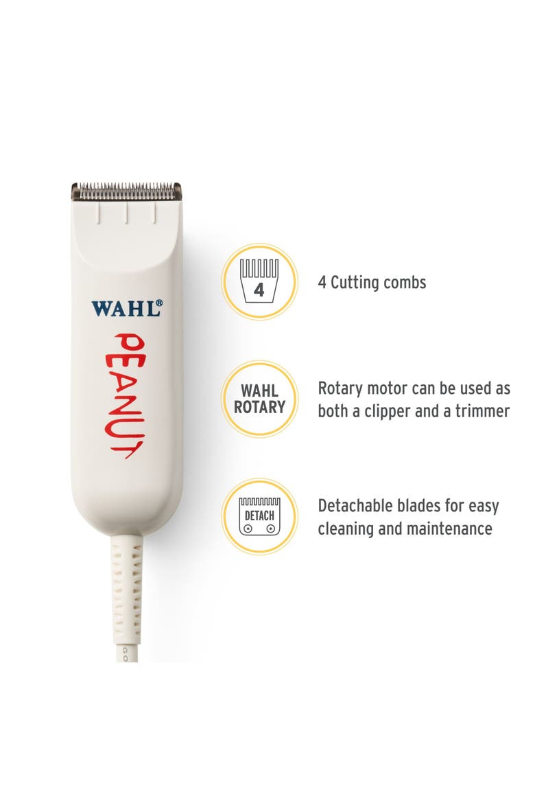 Classic Peanut - Professional Beard Trimmer and Hair Clipper Kit - Adjustable Hair Cutting Tool with 4 Guide Combs, Alternate, color, White