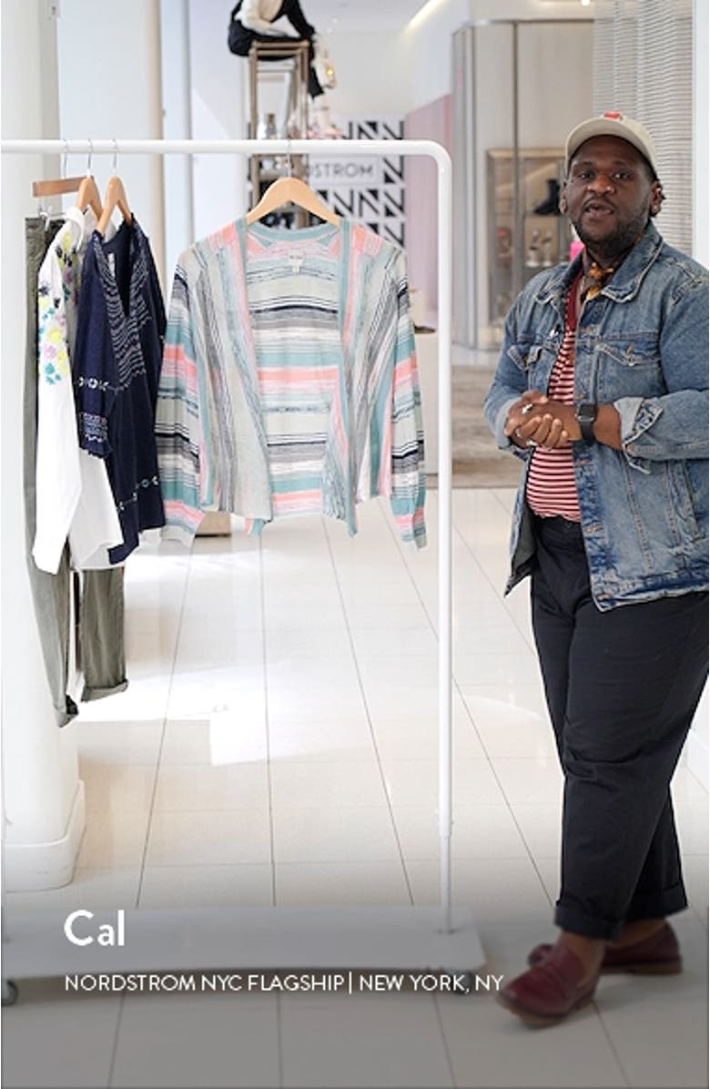 Stripe Space Dye Linen Blend Cardigan, sales video thumbnail