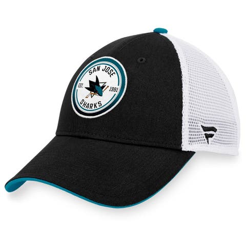 Men's Fanatics Branded  Black/White San Jose Sharks Iconic Gradient Trucker Snapback Hat