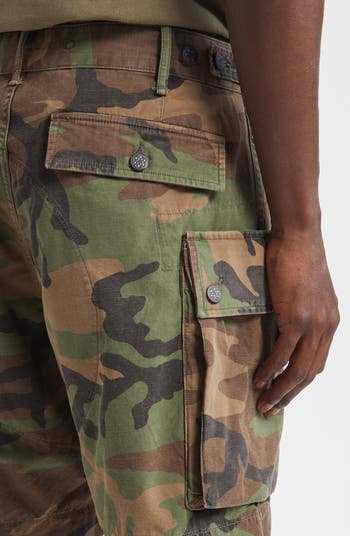 Camouflage Ripstop Cotton Cargo Shorts