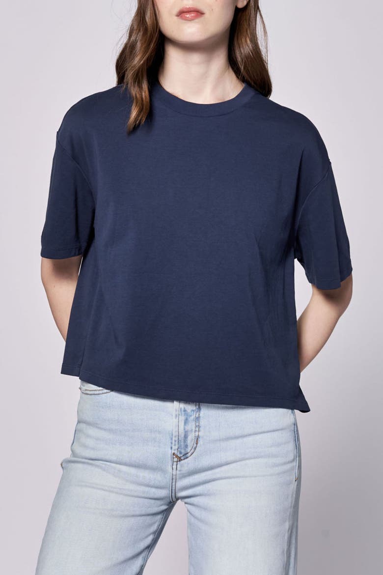 Maddox Boxy Sleeve Crew Neck T-Shirt, Main, color, Black Iris