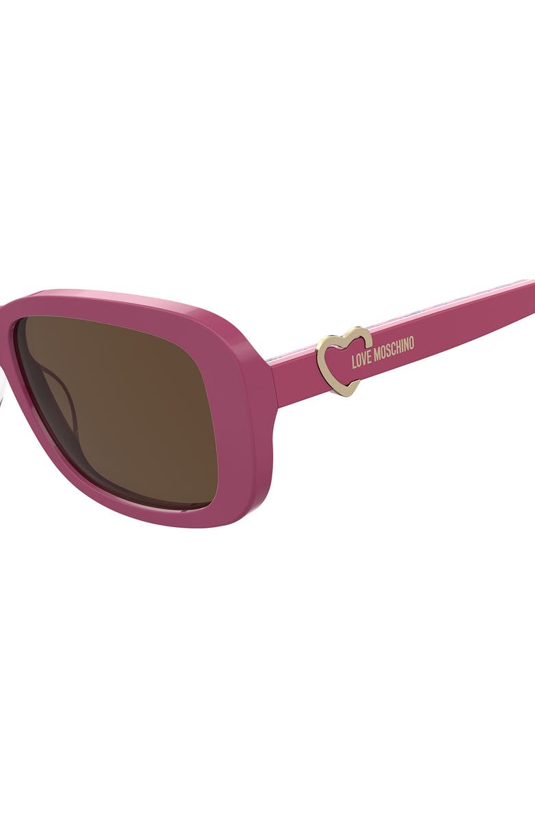 Love Moschino 55mm Rectangular Sunglasses, Alternate, color, Fuchsia