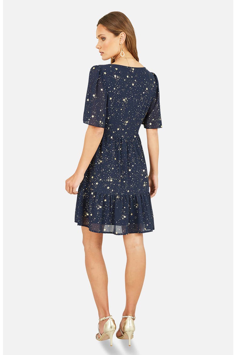 Star Print Skater Dress, Alternate, color, Navy