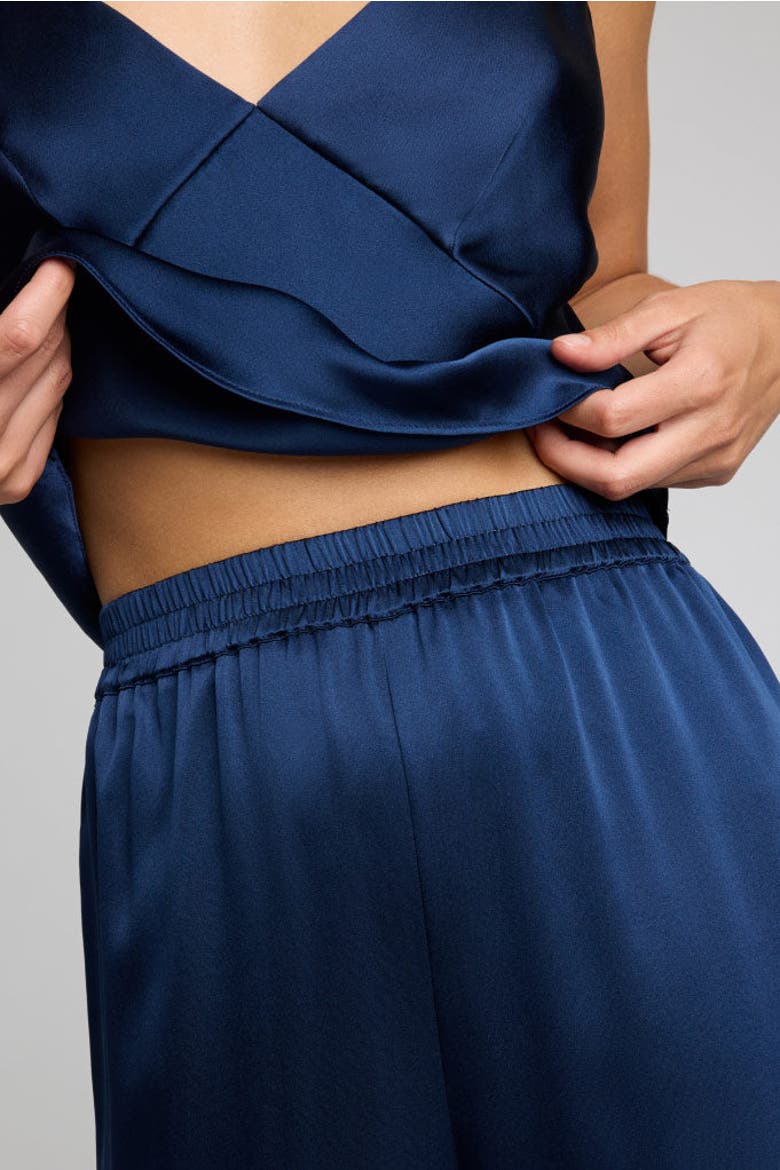 Eclipse Washable Silk Track Pant, Alternate, color, Navy