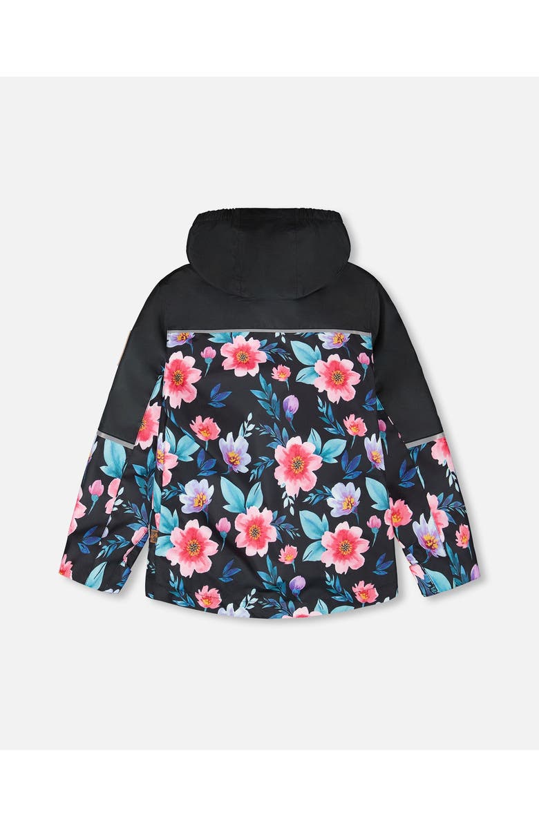 Deux par Deux 3-in-1 Two-Piece Mid-Season Outerwear Set Flowers - Inner Jacket, Alternate, color, Black Printed Flowers