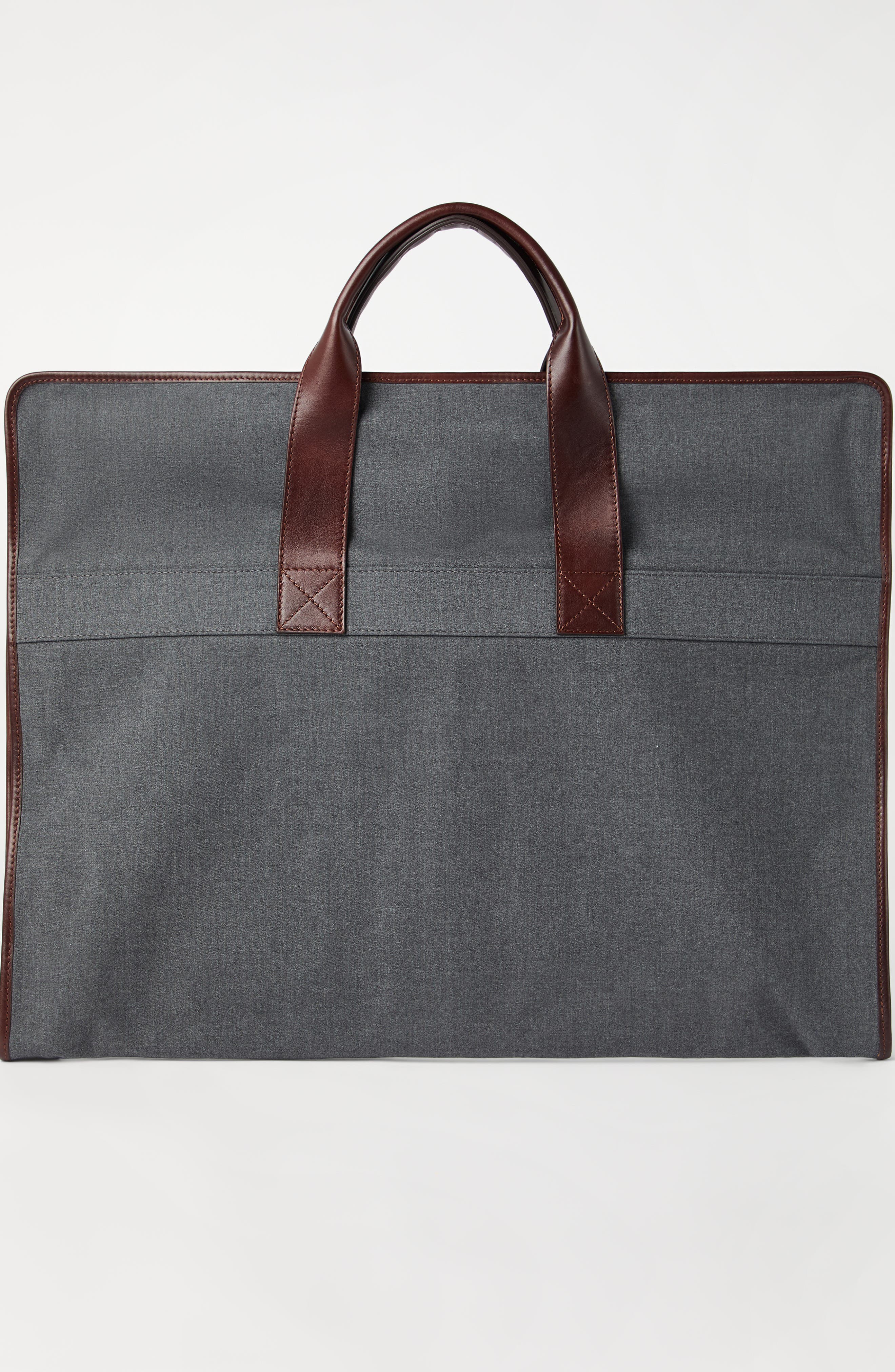 Brunello Cucinelli Calfskin suit carrier, Alternate, color, Dark Grey