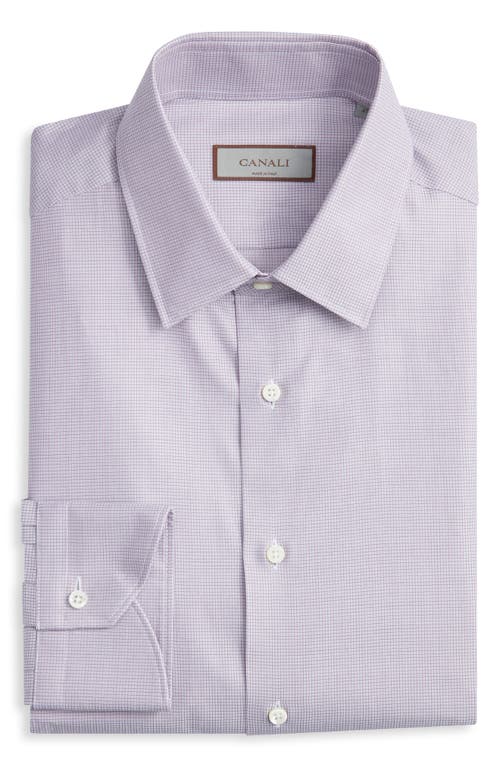 Canali Regular Fit Micro Check Dress Shirt In Purple