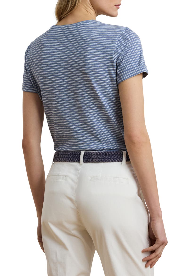 Stripe Slub Cotton Pocket T-Shirt, Alternate, color, CAPRI BLUE HEATHER/ WHITE