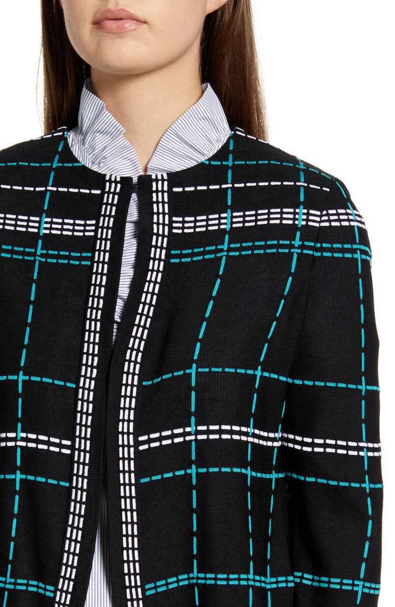 Ming Wang Pickstitch Plaid Boxy Jacket, Alternate, color,