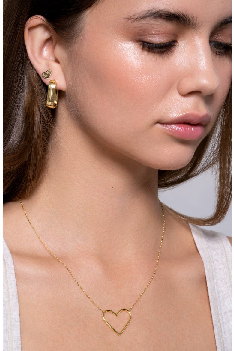 14K Gold Heart Stud Earrings, Alternate, color, 14K YELLOW GOLD