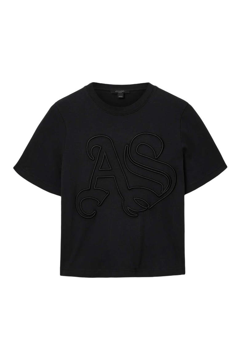Lisa Embroidered Cotton T-Shirt, Alternate, color, BLACK