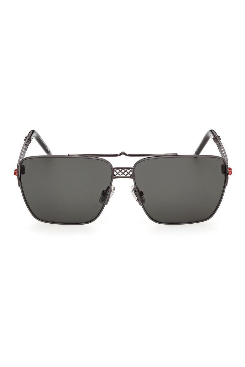 60mm Square Sunglasses, Main, color, SHINY GUNMETAL / SMOKE