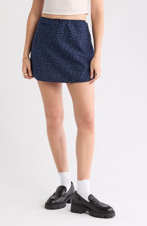 Ditsy Cotton Blend Miniskirt
