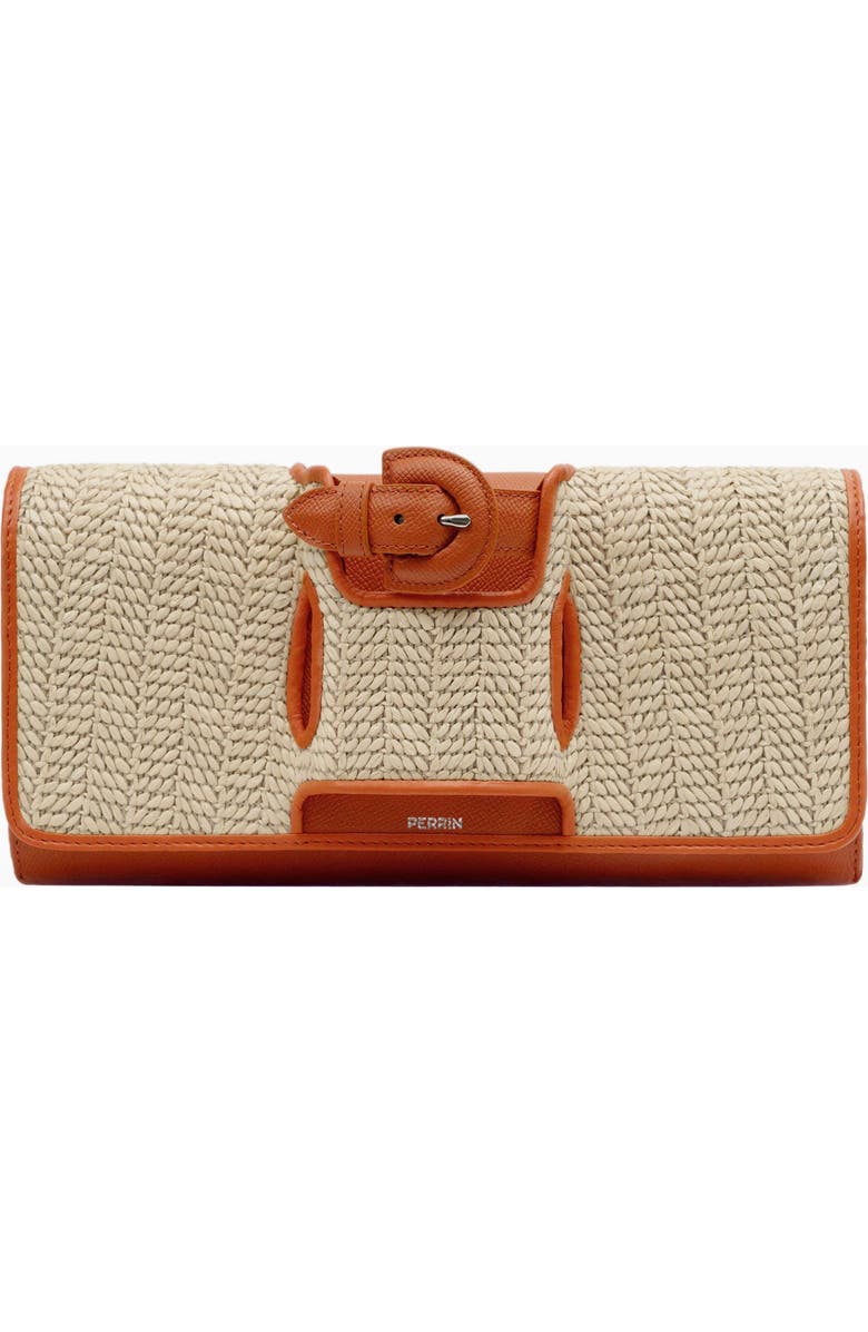 PERRIN PARIS La Parisienne Clutch Raphia, Main, color, Raphia Beige / Flamme