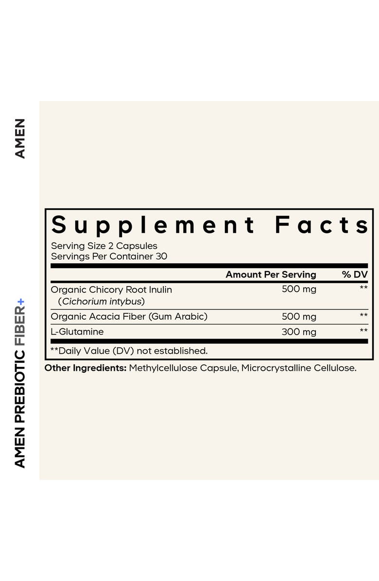 Amen Prebiotic Fiber+, Organic Acacia Fiber & Chicory Inulin Supplement, Alternate, color, White