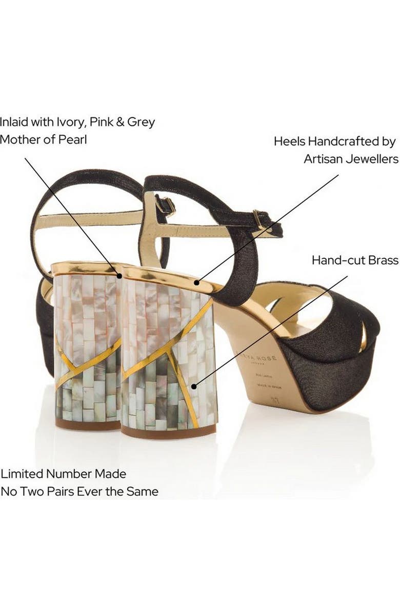 Freya Rose Zahra Noir Ankle Strap Pearl Heel Sandal, Alternate, color, Black Shimmer