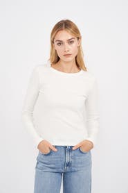Marea Pointelle Long Sleeve Crewneck
