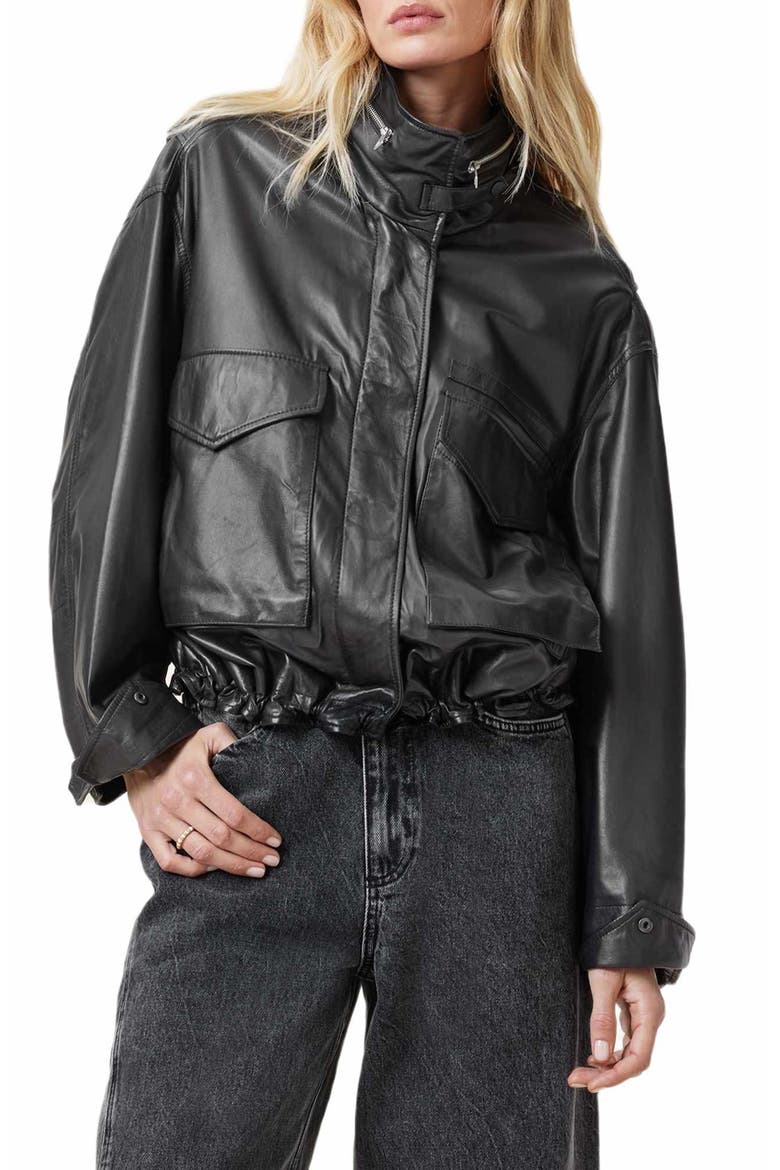 Clay Leather Jacket, Main, color, BLACK