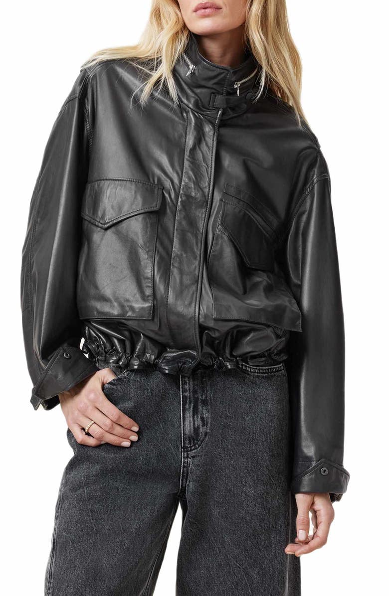 AllSaints Clay Leather Jacket, Main, color, Black