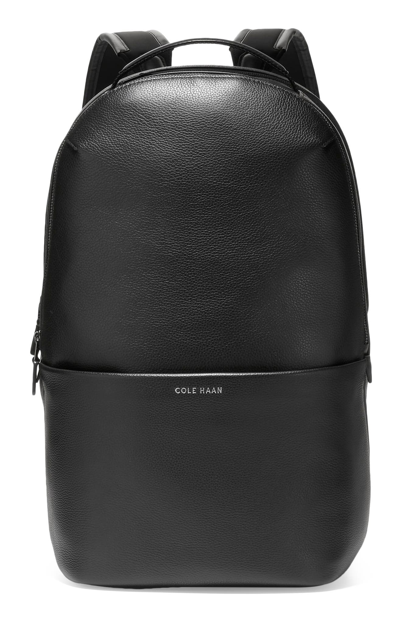 Cole Haan Triboro Leather Backpack, Main, color, Black