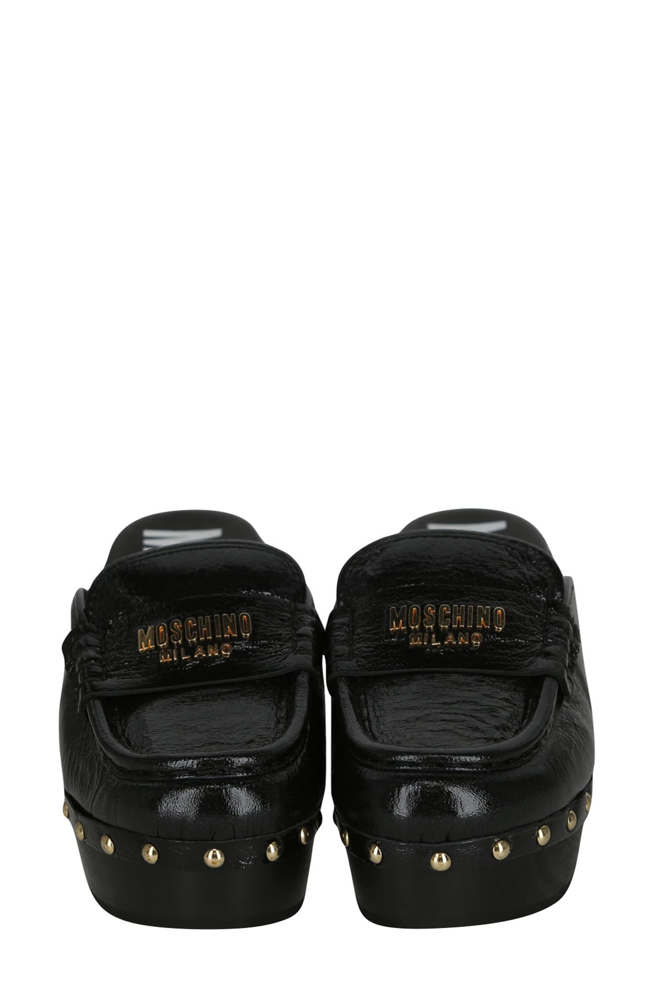 Moschino Patent Leather Platform Clog, Alternate, color, 