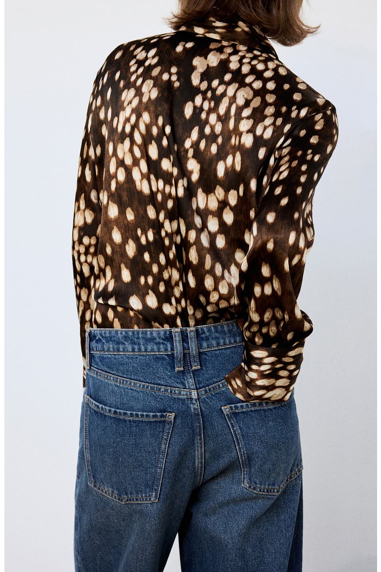 Bambi Print Long Sleeve Shirt, Alternate, color, BROWN