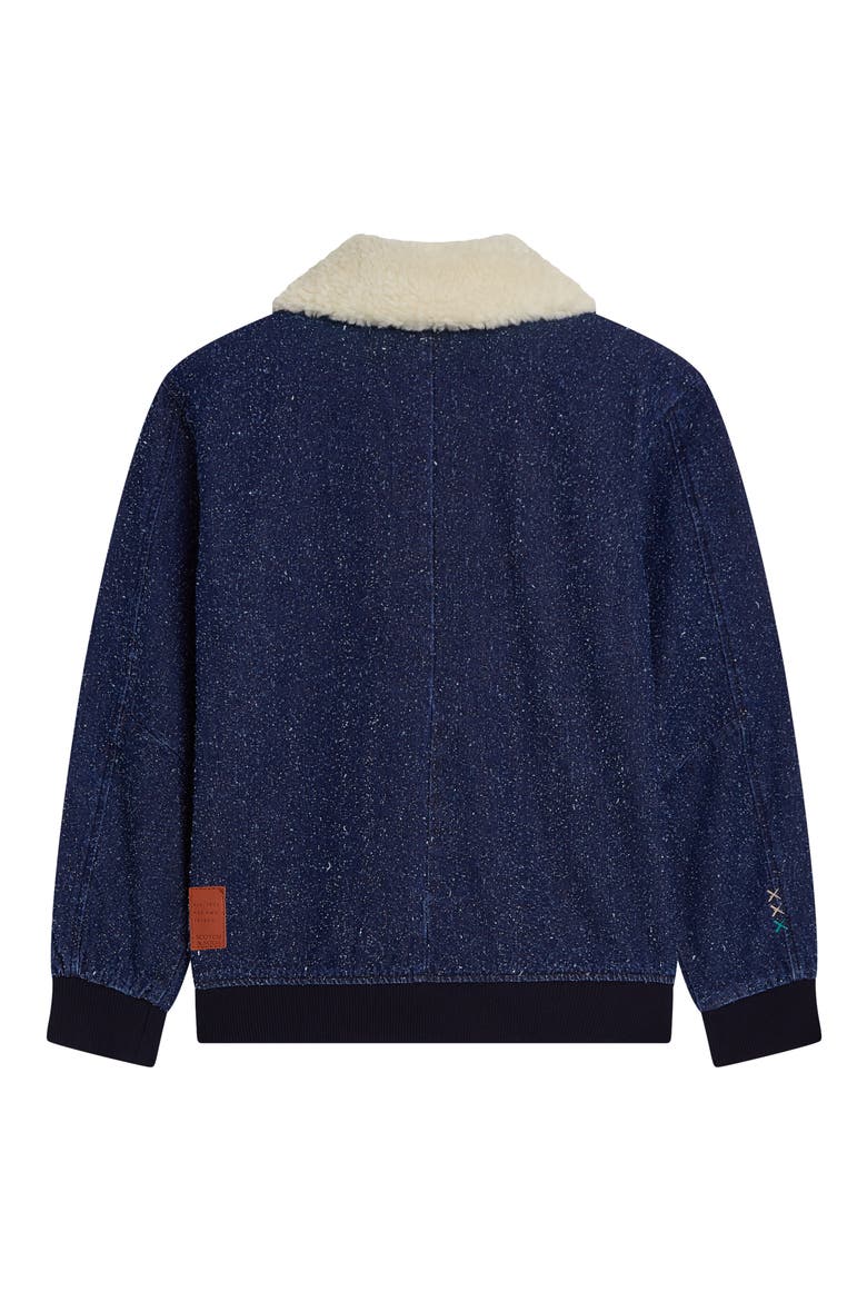 Denim Flight Jacket with Faux Shearling Collar, Alternate, color, DEEP WEAVE