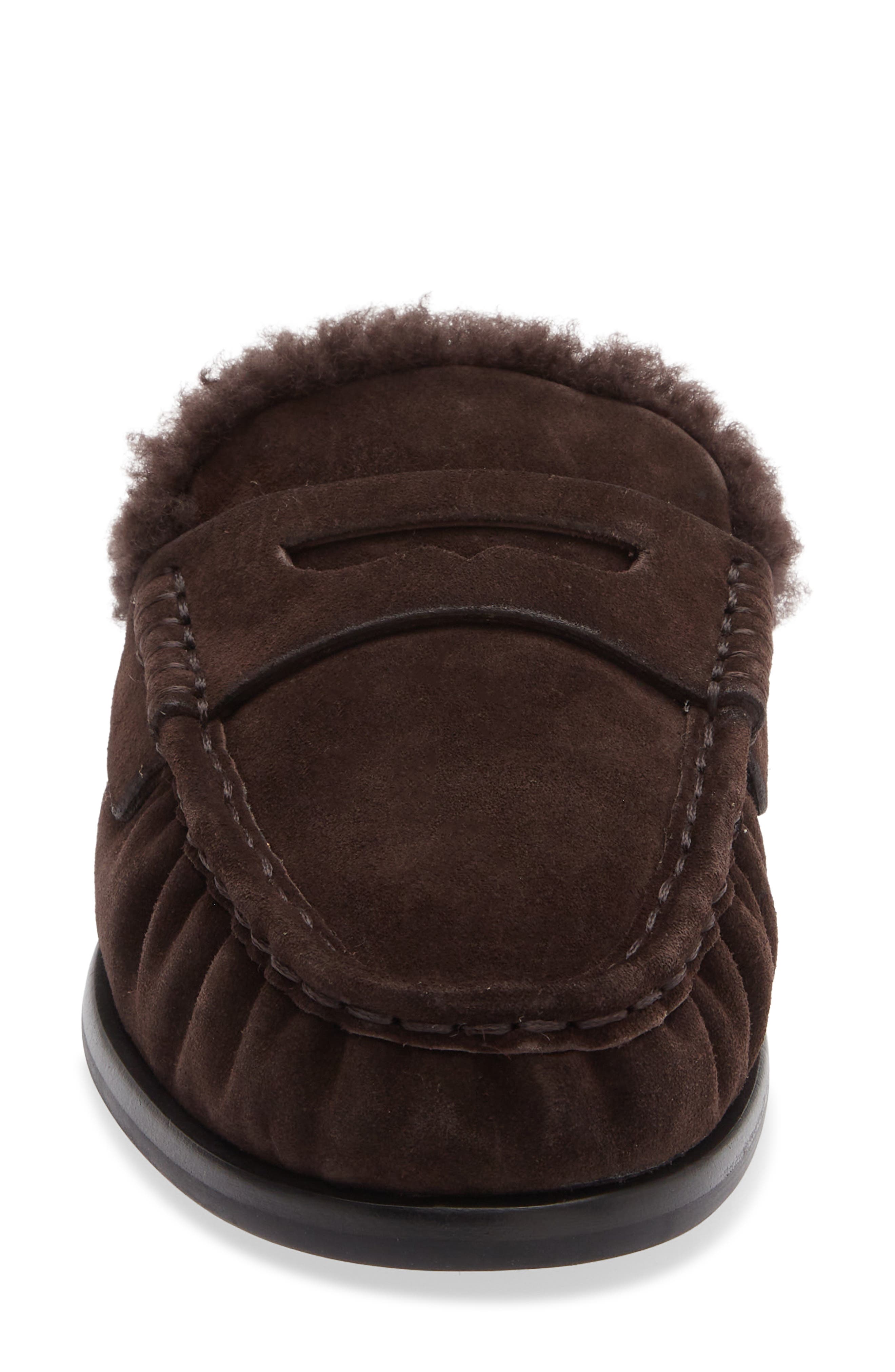 Carter Genuine Shearling Mule, Alternate, color, DARK CHOCOLATE SUEDE