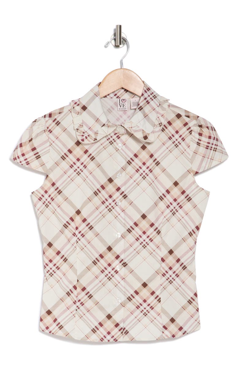 Love By Design Tate Frill Collar Poplin Shirt, Alternate, color, Bias Plaid