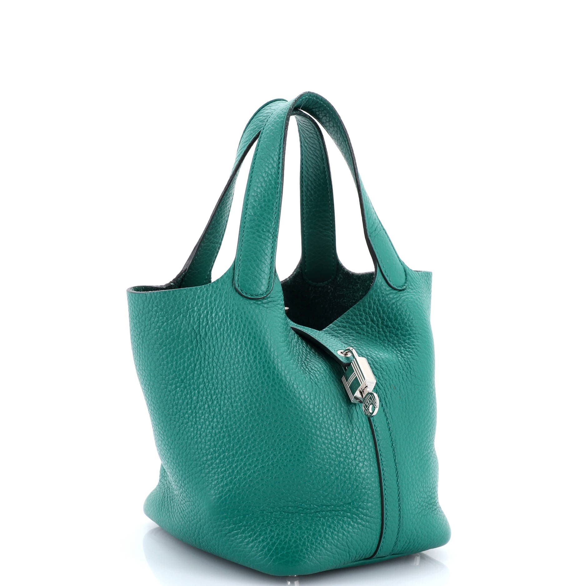 Pre-Owned Hermes Picotin Lock Bag Clemence PM, Alternate, color, Vert Jade