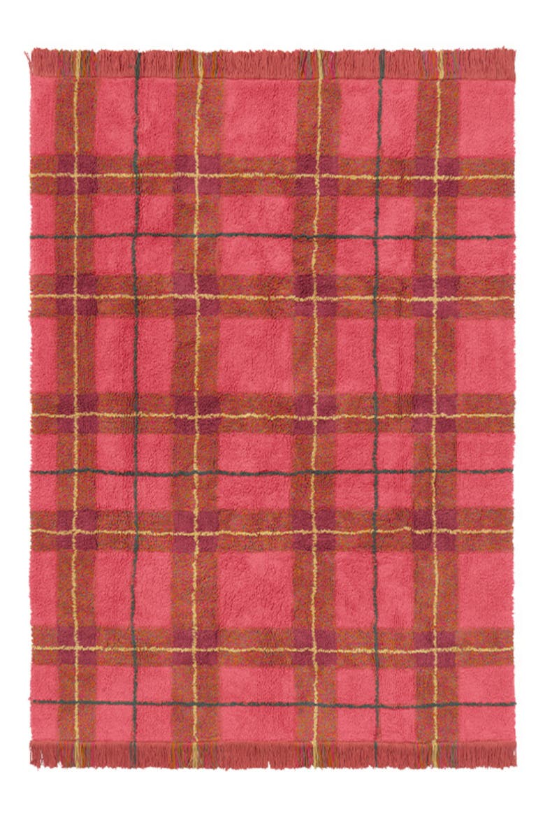 Tartan Washable Cotton Blend Area Rug, Main, color, RED