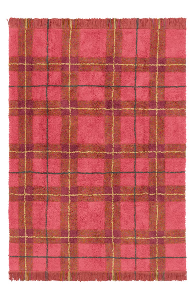 Lorena Canals Tartan Washable Cotton Blend Area Rug, Main, color, Red