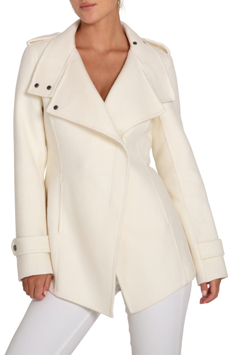 Belle & Bloom Bad Girl Wool Blend Moto Coat, Main, color, Cream