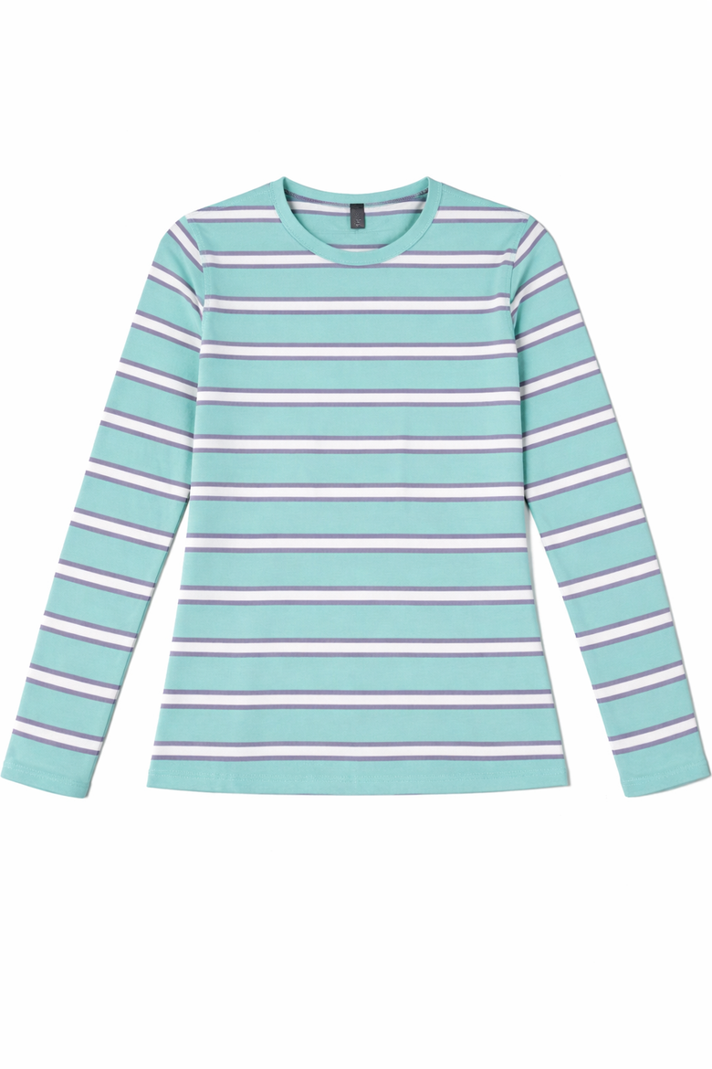 Striped Flatlock Stitch Long Sleeve Tee, Main, color, Mint