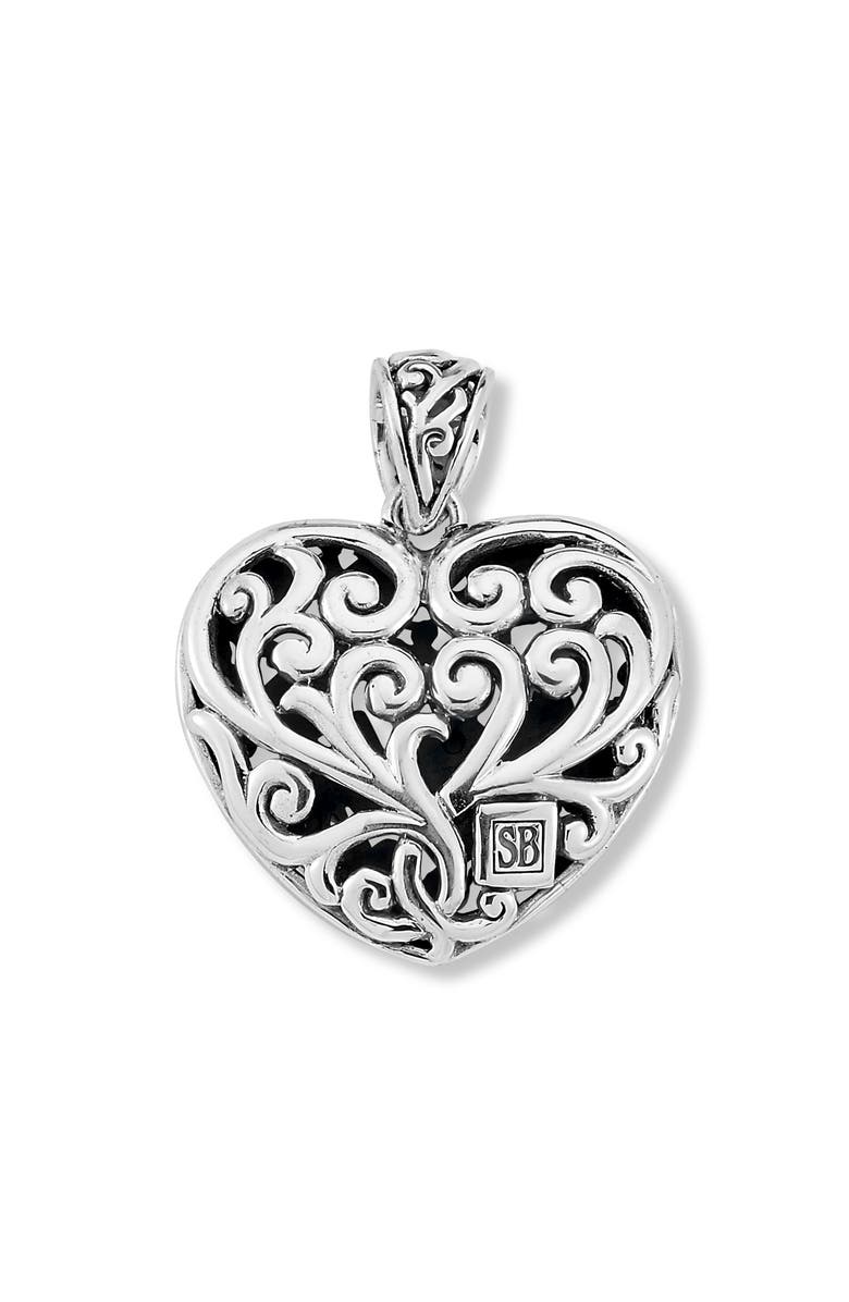 SAMUEL B. Floral Heart Pendant, Alternate, color, Silver And Gold