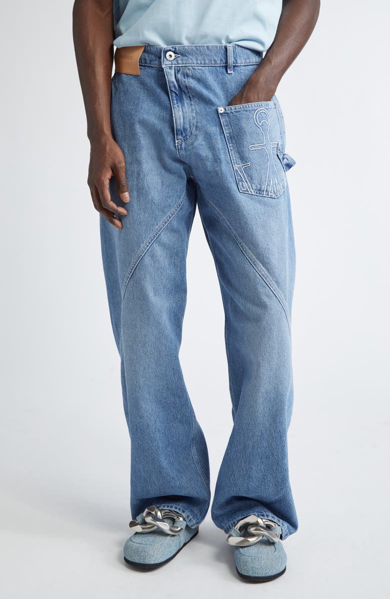 JW Anderson Twisted Workwear Jeans, Main, color, Light Blue