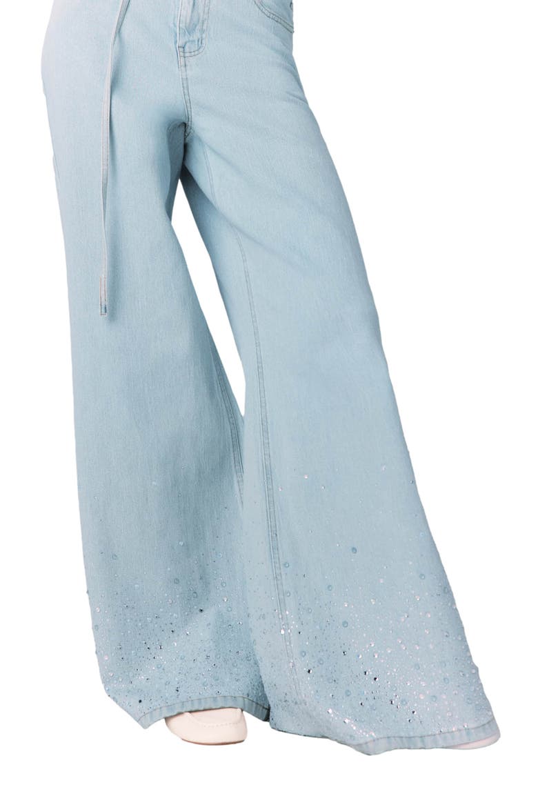 Wide-leg rhinestone jeans, Alternate, color, Blue sky