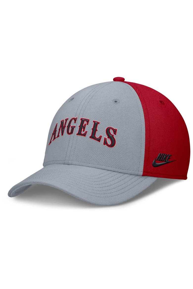 Men's Nike Gray/Red California Angels Rise Swoosh Performance Flex Hat, Alternate, color, Gray