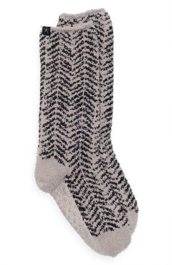 Barefoot Dreams ® Cozychic™ Herringbone Gripper Crew Socks In Gray