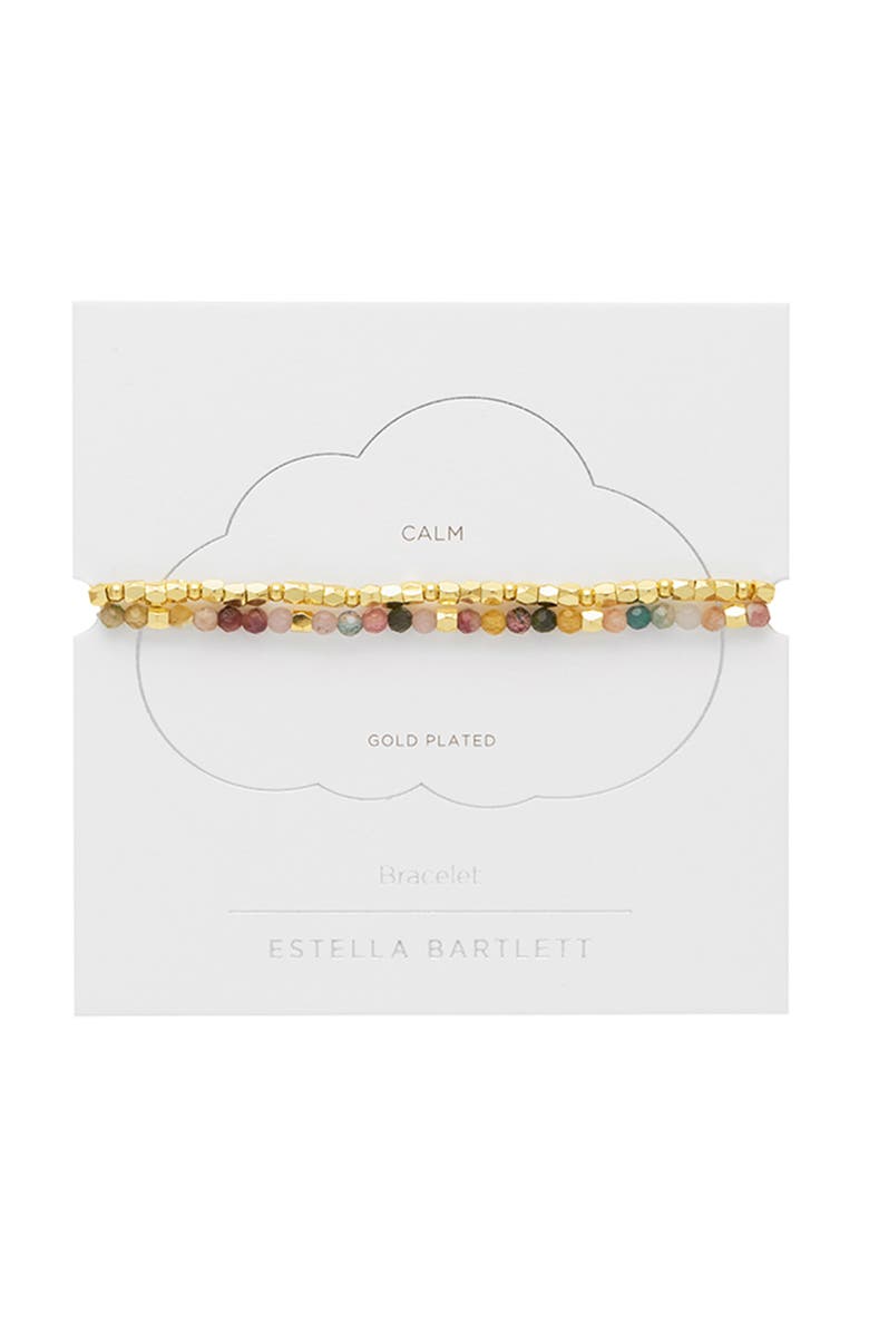 Estella Bartlett Coco Bead and Tourmaline Double Bracelet, Alternate, color, Gold Plated