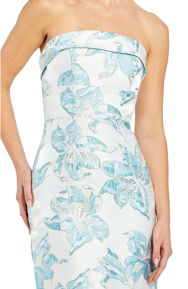 Mac Duggal Strapless Floral Brocade Midi Column Dress, Alternate, color, French Blue