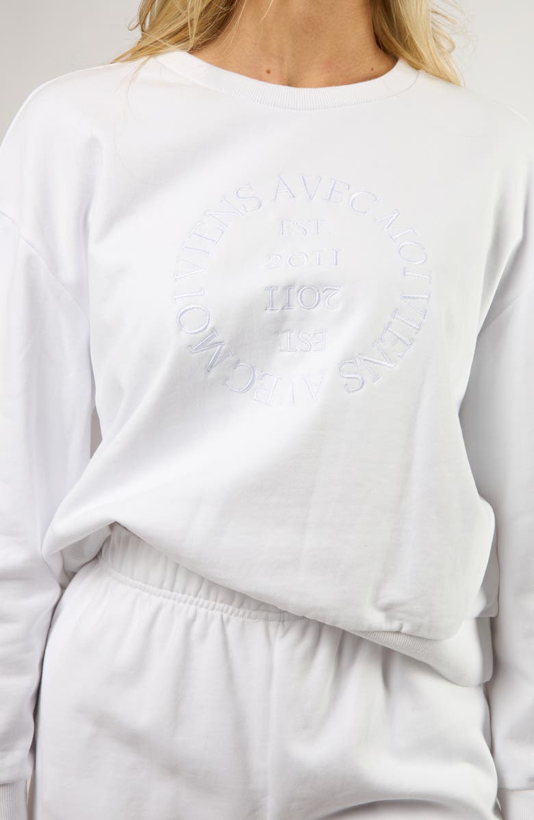 Viens Avec Moi The Lakeside Set Cotton Graphic Sweatshirt, Alternate, color, White