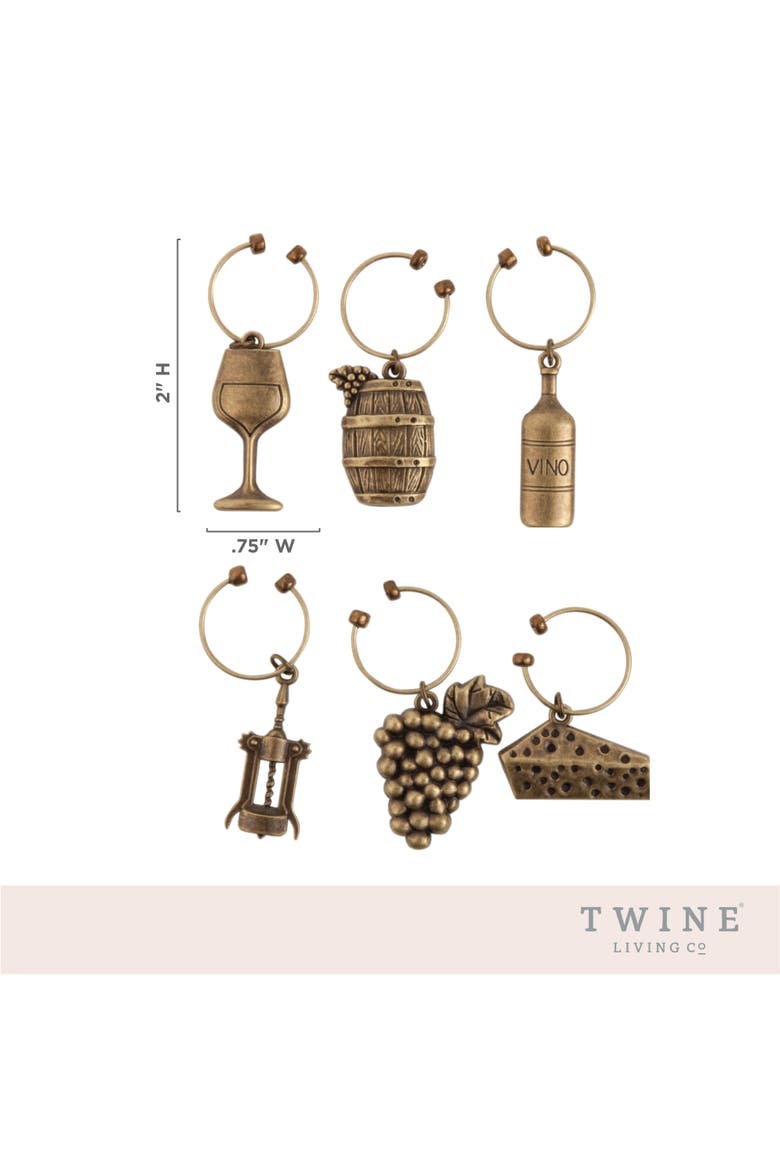 Vineyard Wine Charms Set of 6, Alternate, color, Bronze