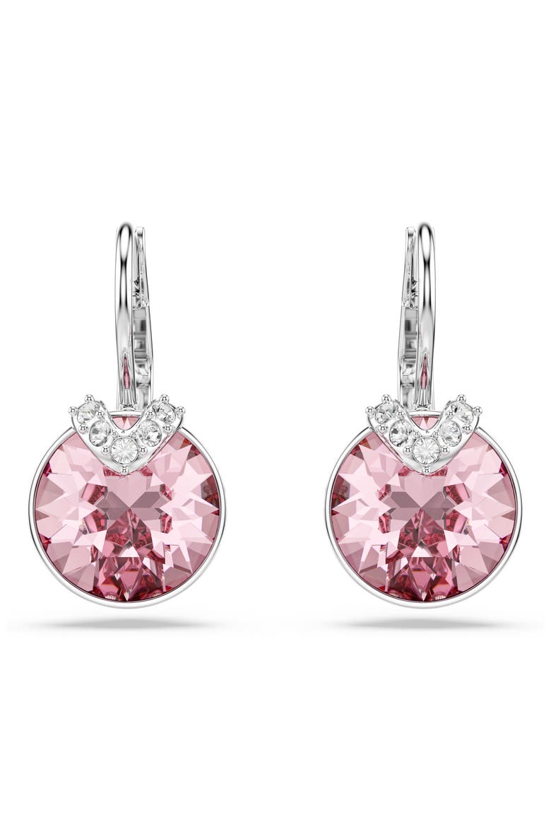 Bella Crystal Drop Earrings, Alternate, color, PINK/ SILVER