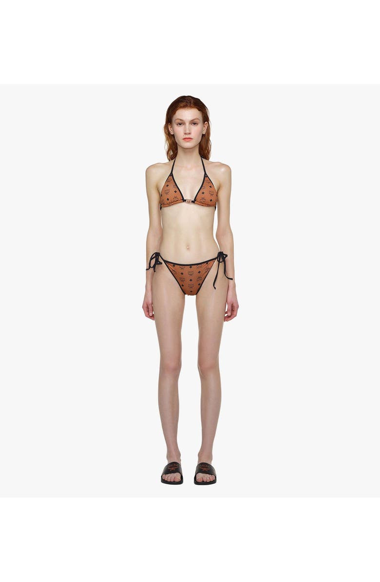 MCM Monogram Print Bikini, Alternate, color, Cognac