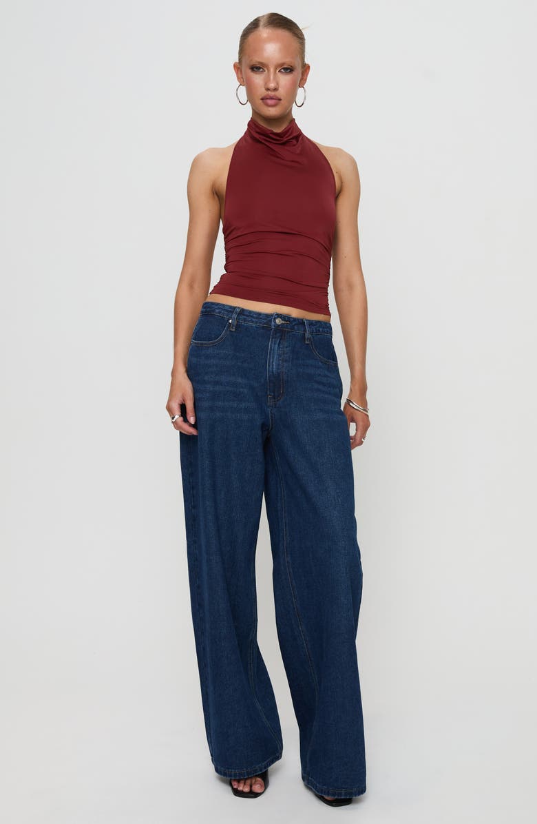 Princess Polly Giggle Cowl Neck Halter Top, Alternate, color, Burgundy