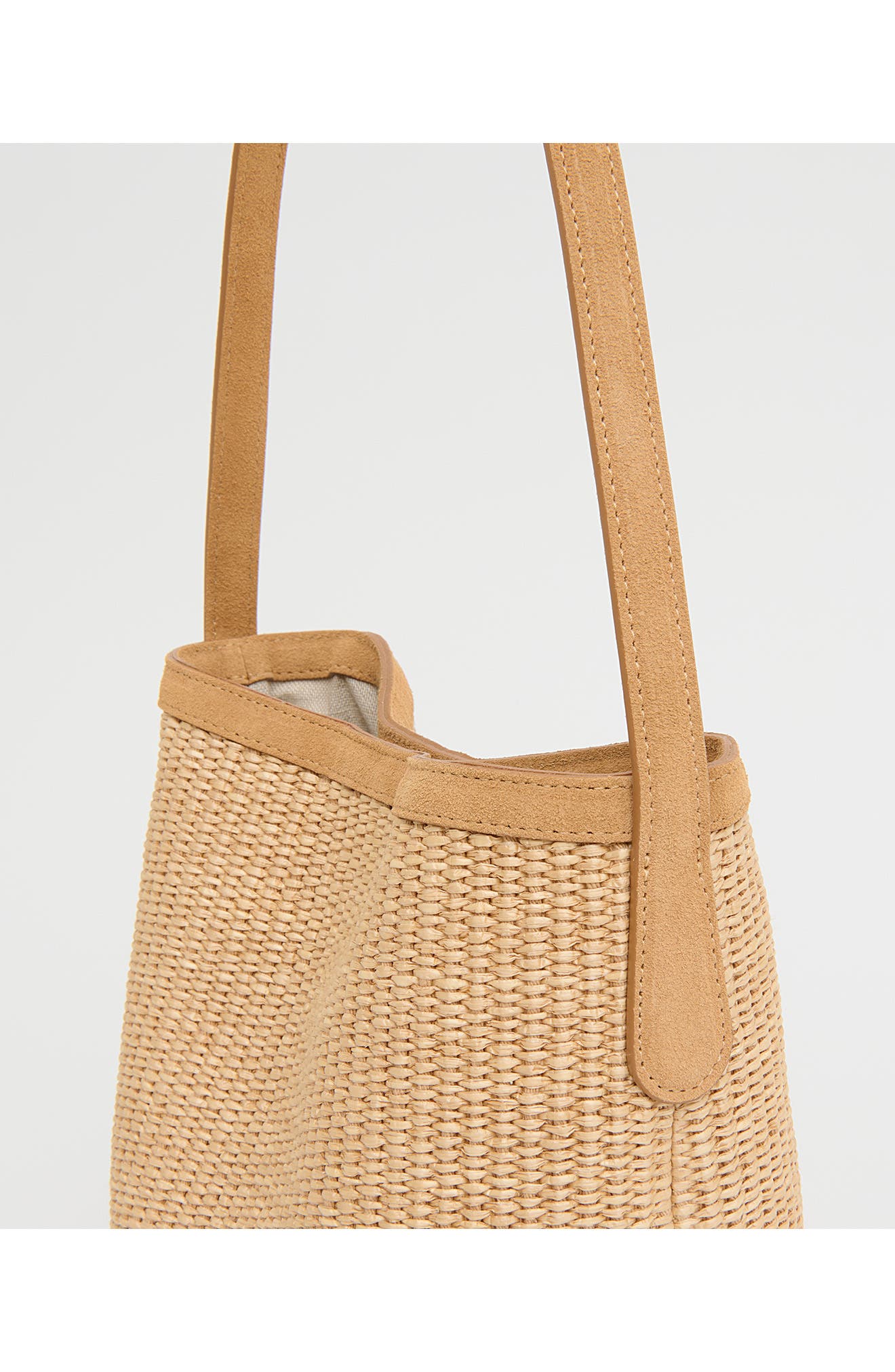 Mansur Gavriel Small Everyday Cabas Woven Raffia & Suede Bucket Tote, Alternate, color, Natural