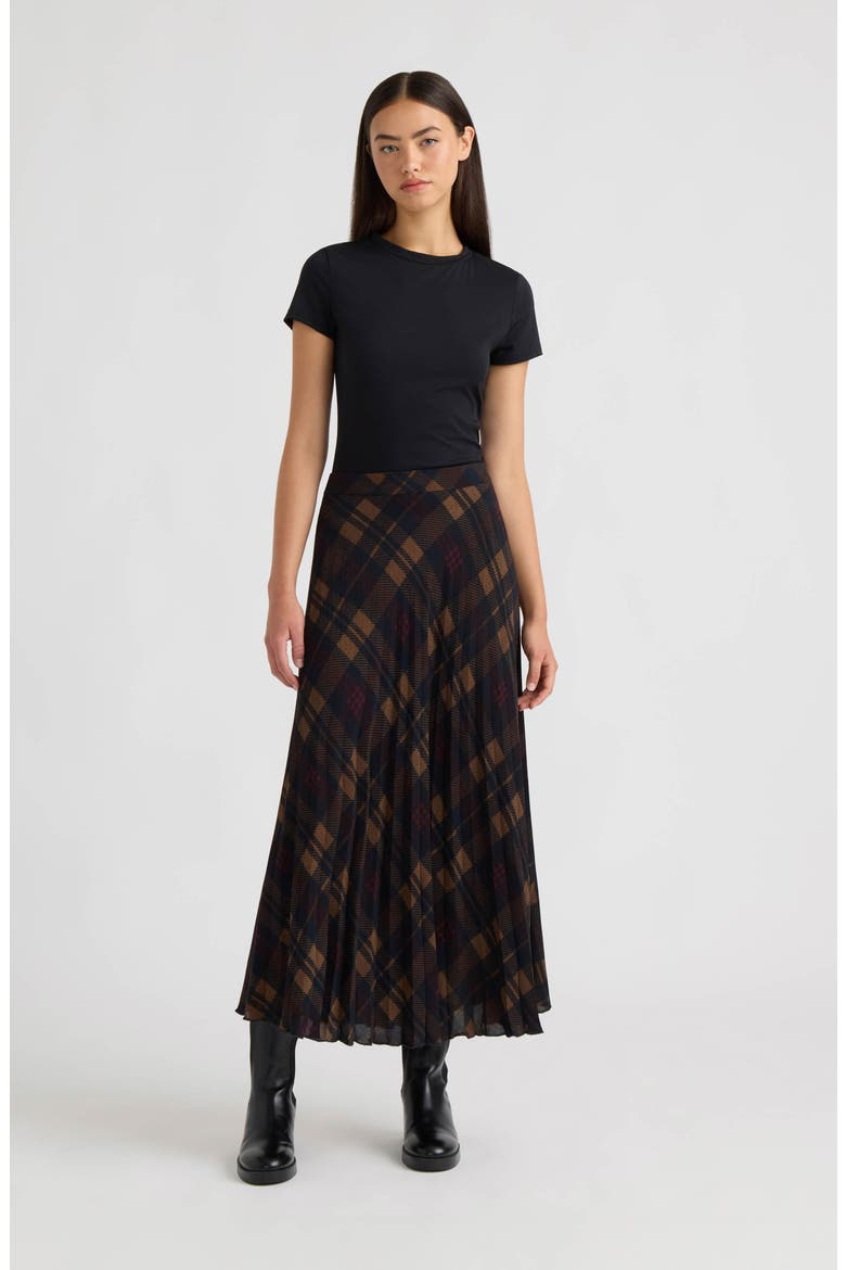 Plaid Pleated Skirt, Alternate, color, NAVY PLAID